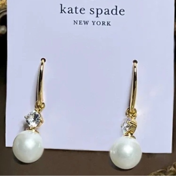 Kate Spade New York Pearls Of Wisdom - Dangle Pearl Rhinestone Drop Earrings - Picture 2 of 11